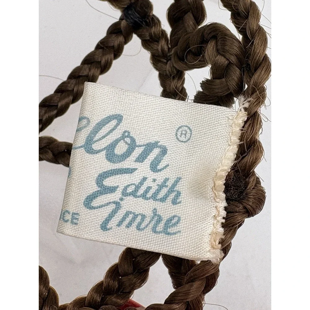 Vintage 1950s Edith Imre Human Hair Braided Bun Cover Made France Brown